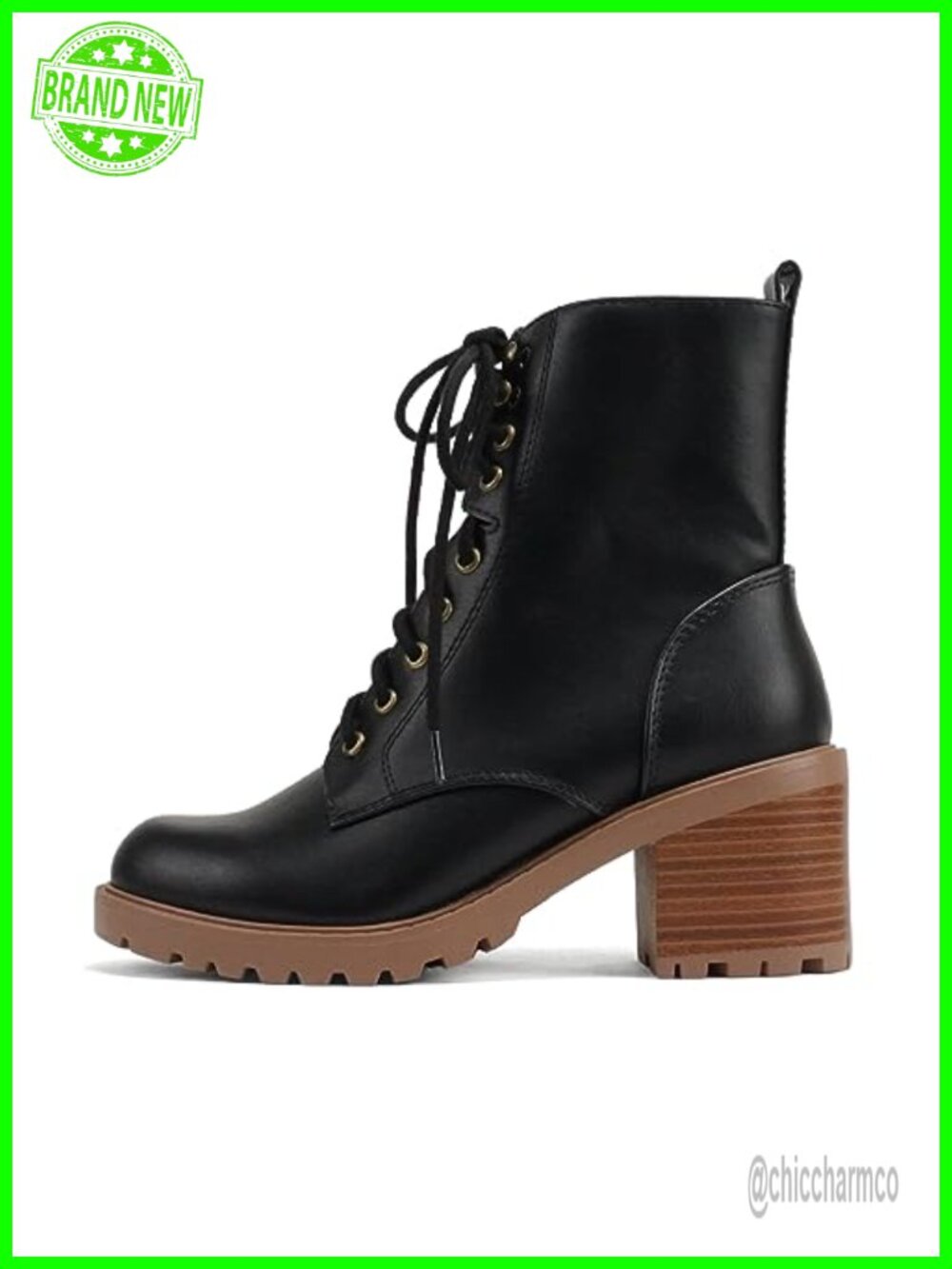 Soda VELOUR Women Round Toe Lace-Up Lug Sole Stacked Heel Combat Boot with Side